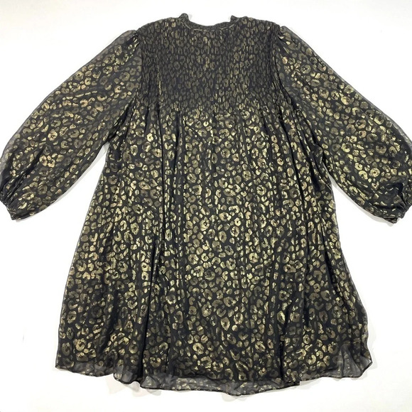 New DKNY Pleated Metallic Animal Print Dress - Picture 3 of 7